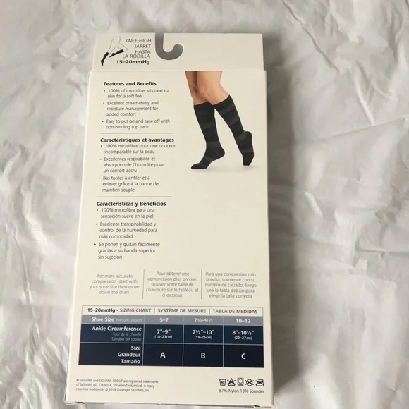 SIGVARIS Compression Socks Knee-High Color-Grey & Black Size 7 1/2- 9 1/2 NWT - Picture 4 of 6